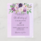Violet florals boog paarse bruiloft uitnodiging briefkaart (Voorkant)