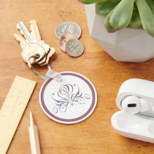 Violet Flourish Roos Designer Sleutelhanger