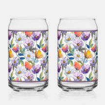 Violet Flower Soda Glass