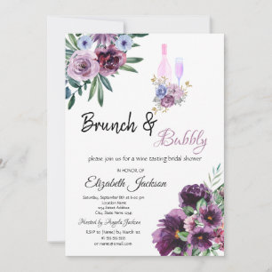 Violet Flowers Brunch & Bubble Vrijgezellenfeest Kaart