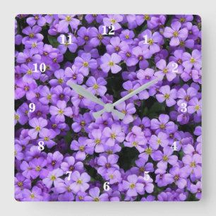 Violet Flowers - Lente Vierkante Klok