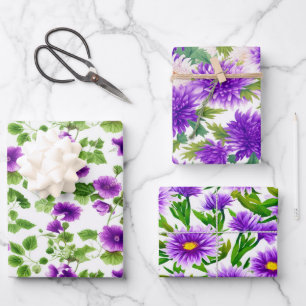 Violet fluistert, Paarse bloemen Inpakpapier Vel