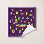 Violet foncé avec petit motif d'art abstrait varié (Gant de toilette)