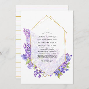 Violet Geometric Herbarium Celebration of Life Kaart