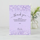 Violet glitter dank je creditcard kaart (Staand voorkant)