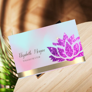 Violet Glitter Lotus Flower Yoga Holographic Visitekaartje