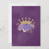 Violet Gold Crown Prinses Floral Girl Baby shower Kaart (Achterkant)