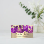 Violet Gold Drip Flower Logo Event Planner QRCode Visitekaartje (Staand voorkant)