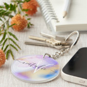 Violet Gold Waterverf Luxe - Aangepaste monogram n Sleutelhanger (Voorkant Rechts)