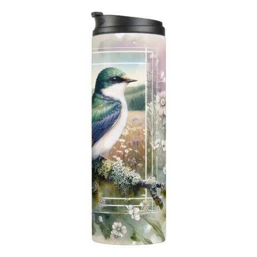 Violet-Green Swallow Bird Forest Prairie Tumbler Thermosbeker (Geroteerd rechts)