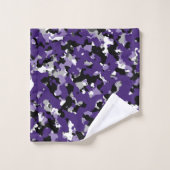 Violet Gris Noir Blanc Imprimé Camouflage Camo (Gant de toilette)