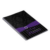 Violet, Gris, Noir Damas Carnet rayé (Côté Droit)