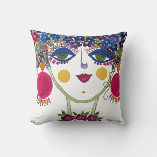 Violet - Gypsy Garden Girl Cotton Pillow Kussen