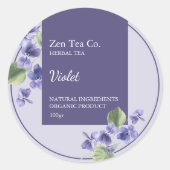 Violet Herbal Tea Business Label (Voorkant)