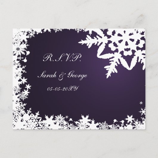violet hiver Mariage carte rsvp (Devant)