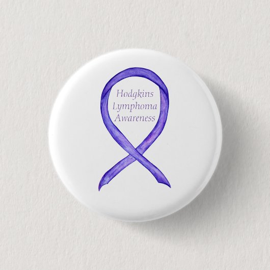 Violet Hodgkins Lymphoma Awareness Ribbon Button (Voorkant)