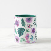 Violet Hunter Tropical Waterverf Flowers Monogram Mok (Midden)
