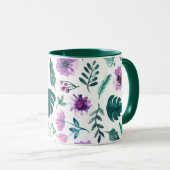 Violet Hunter Tropical Waterverf Flowers Monogram Mok (Voorkant rechts)