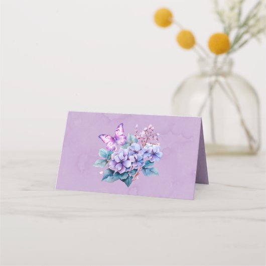 Violet Hydrangea Bloemen Vlinder Trouwtafel (Achterkant)