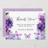 Violet Hydrangea Bloemenvlinder Dank u Kaarten (Voorkant / Achterkant)