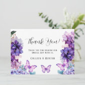 Violet Hydrangea Floral Butterfly Merci Cartes (Debout devant)