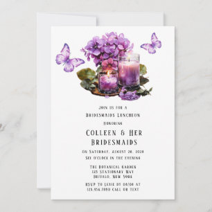 Violet Hydrangea Vlinder Bruidsmeisjes Luncheon Kaart