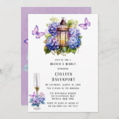 Violet Hydrangea Vlinder Brunch & Bubbly Kaart (Voorkant / Achterkant)