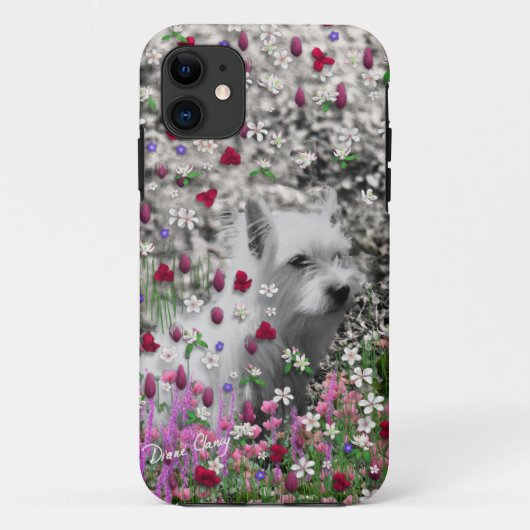 Violet in Flowers - White Westie Dog Case-Mate iPhone Case (Achterkant)