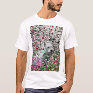 Violet in Flowers - White Westie Dog T-shirt
