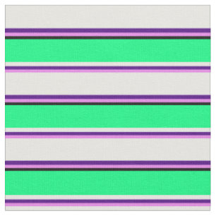 Violet, indigoes, witte, groene en zwarte strepen stof
