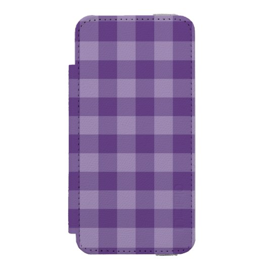 Violet ingecheckte achtergrond incipio iPhone portemonnee hoesje (Voorkant Agenda)