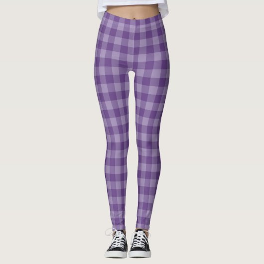 Violet ingecheckte achtergrond leggings (Voorkant)