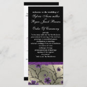 violet ivoire et floral noir programme de mariage (Devant / Derrière)