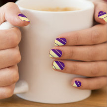 Violet Jaune Bande Minx Nail Art