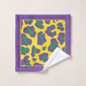 Violet, jaune, vert empreinte de léopard et monogr (Gant de toilette)