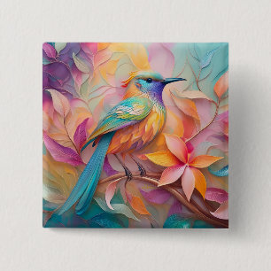 Violet Keelzangende Zangvogel Fantasie Vogel Vierkante Button 5,1 Cm