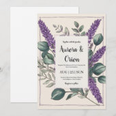 violet lavande et eucalyptus invitations de mariag (Devant / Derrière)