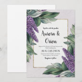 violet lavande et eucalyptus invitations de mariag (Devant / Derrière)