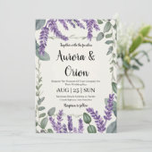 violet lavande et eucalyptus invitations de mariag (Debout devant)