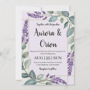 violet lavande et eucalyptus invitations de mariag