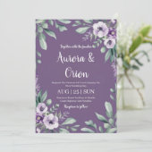 violet lavande et eucalyptus invitations de mariag (Debout devant)