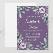 violet lavande et eucalyptus invitations de mariag (Devant / Derrière)