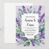 violet lavande et eucalyptus invitations de mariag (Devant / Derrière)
