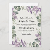 violet lavande et eucalyptus invitations de mariag (Devant / Derrière)