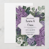 violet lavande et eucalyptus invitations de mariag (Devant / Derrière)