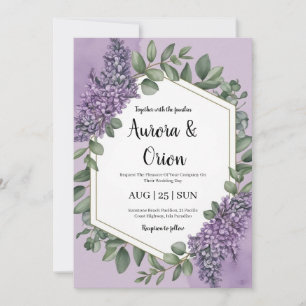 violet lavande et eucalyptus invitations de mariag