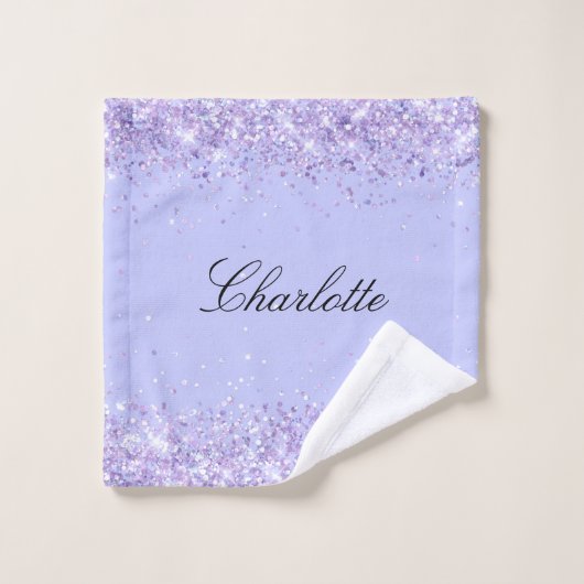 Violet lavande parties scintillant nom de poussièr (Gant de toilette)