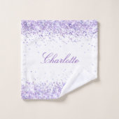 Violet lavande parties scintillant poussière blanc (Gant de toilette)