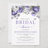 Violet lavendel bloemenbruids douche Uitnodiging (Voorkant)