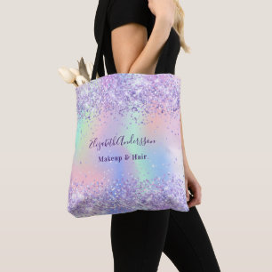 Violet lavendel holografische naam bedrijf draagtas